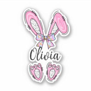 Adesivo Vinheta de Coelhinho de Páscoa Personalizada