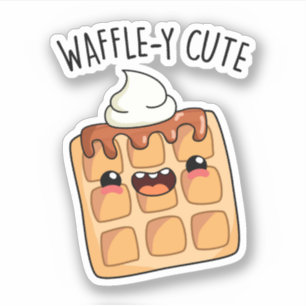 Adesivo Vinheta de Comida de Waffle-y-Cute