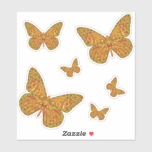 Adesivo Vinheta de Contorno de Monarca Indiana (Folha)