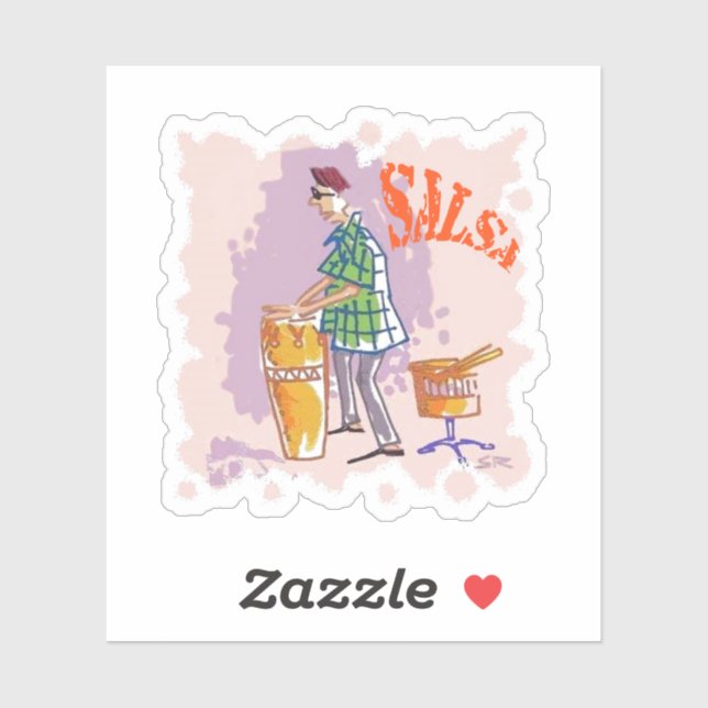 Adesivo Vinheta de contorno do baterista de Salsa (Folha)