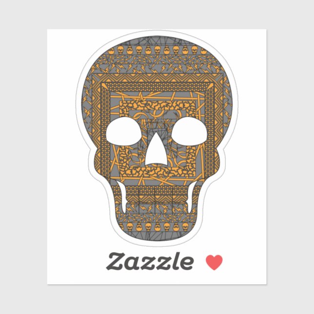 Adesivo Vinheta de Contorno do Crânio do Halloween (Folha)