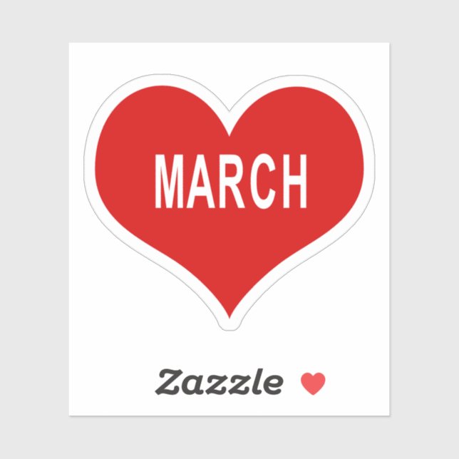 Adesivo Vinheta de Coração de Amor Vermelho MARCH (Folha)