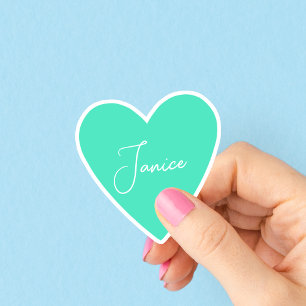 Adesivo Vinheta de Coração Verde Girly com Nome