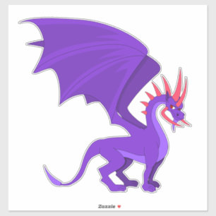 Adesivo Vinheta de desenho de dragão roxo