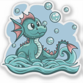 Adesivo Vinheta de dragão de água