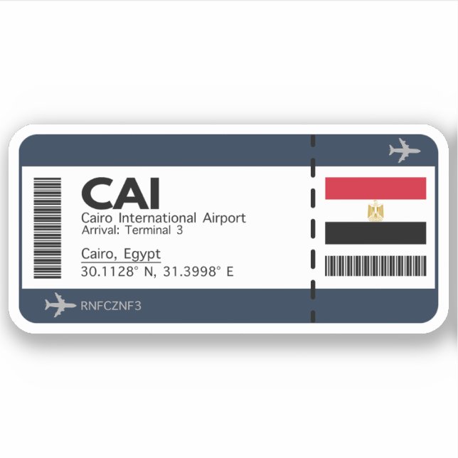 Adesivo Vinheta de embarque no Cairo do Cairo no Egito (Frente)