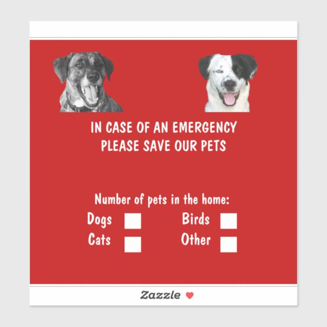 Adesivo Vinheta de emergência Pet Dentro (Folha)