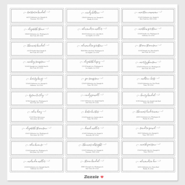 Adesivo Vinheta de Endereços Convidado de Casamento de Scr (Folha)