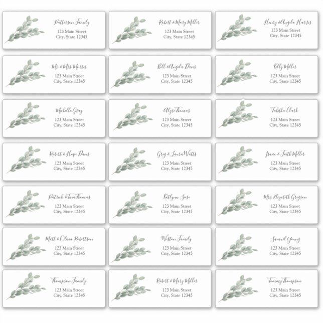 Adesivo Vinheta de Envelope de Endereço Convidado Eucalypt (Frente)