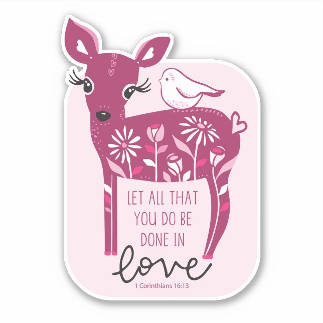 Adesivo Vinheta de Escritura Encorajadora (Rosa do veado) (Frente)