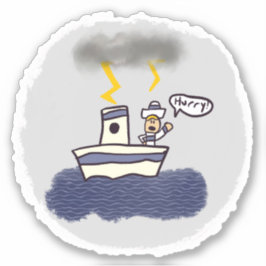 Adesivo Vinheta de Estilo de Livro de Tempestade de Navega