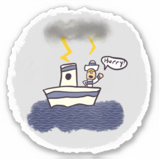 Adesivo Vinheta de Estilo de Livro de Tempestade de Navega