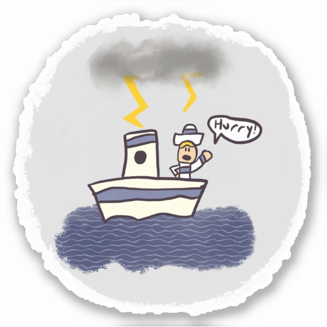 Adesivo Vinheta de Estilo de Livro de Tempestade de Navega (Frente)