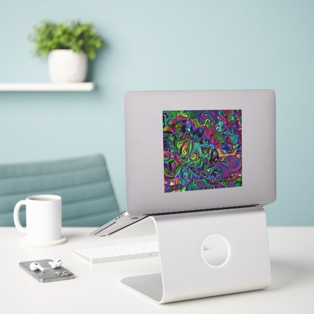 Adesivo Vinheta de fusão do cérebro (Laptop na mesa)