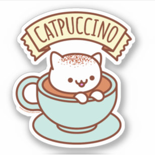 Adesivo Vinheta de Gato CATPUCCINO