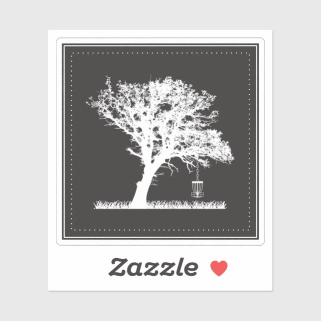 Adesivo Vinheta de Golfe de Disco em Árvore Minimizada (Folha)