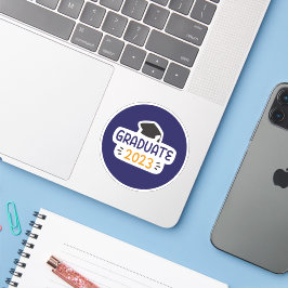 Adesivo Vinheta de Graduação de Estudantes Azul Amarelo