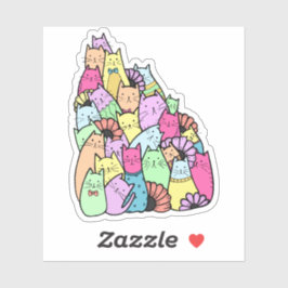 Adesivo Vinheta de Laptop de Pilha de Gato