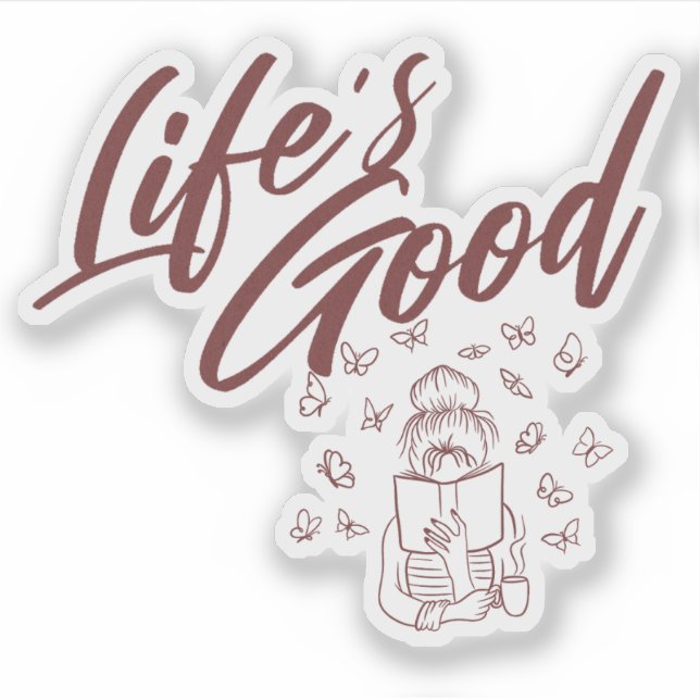 Adesivo Vinheta de leitura e livro de café (Frente)