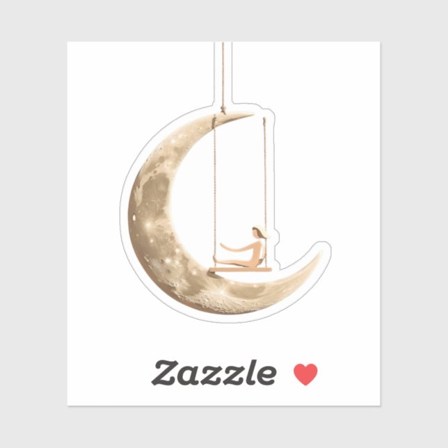 Adesivo Vinheta de Lua Swing: Design de Sonho Cósmico Whim (Folha)