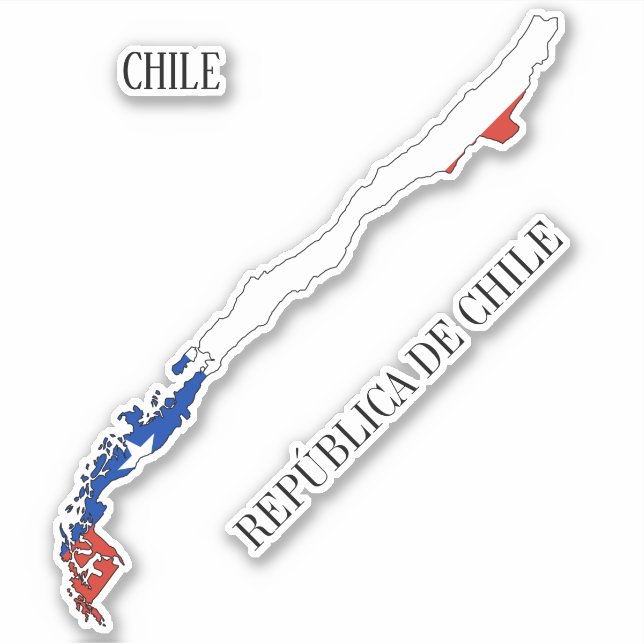 Adesivo Vinheta de Mapa de Sinalizador do Chile (Frente)