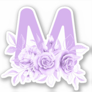 Adesivo Vinheta de Monograma com Cor Floral Roxa