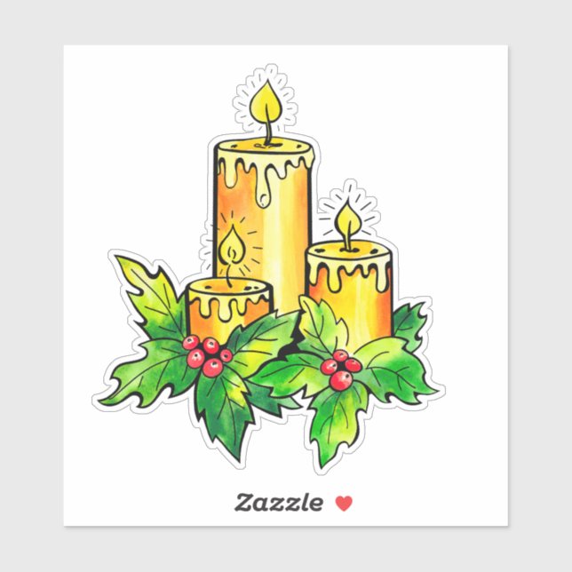 Adesivo Vinheta de Natal amarela (Folha)