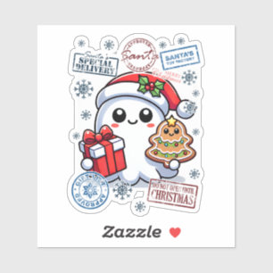 Adesivo Vinheta de Natal do Fantasma Festivo