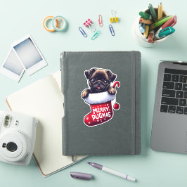 Adesivo Vinheta de Natal "Pugmas Felizes" bonita