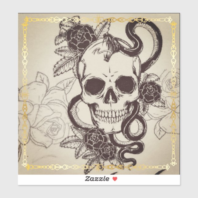 Adesivo Vinheta de padrão do crânio de Halloween. (Folha)