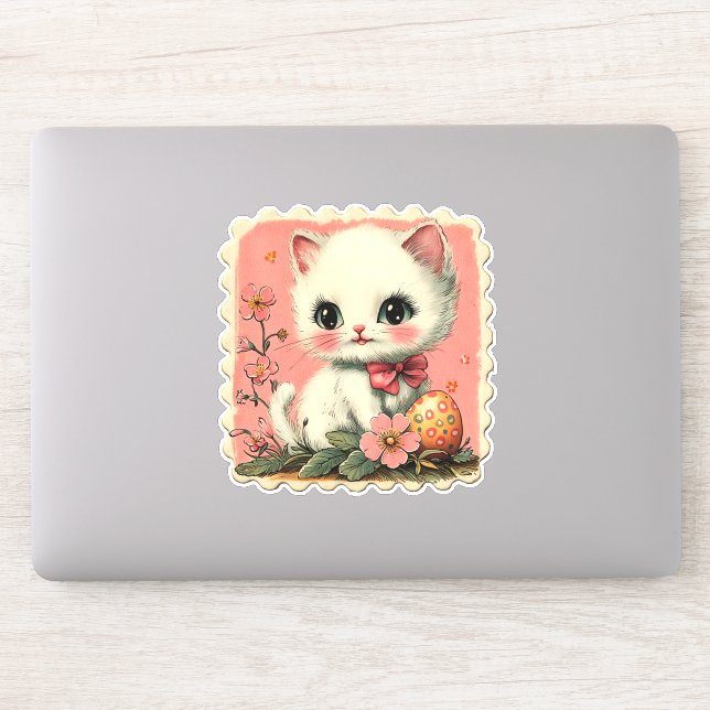 Adesivo Vinheta de Páscoa de Gato (Computador)