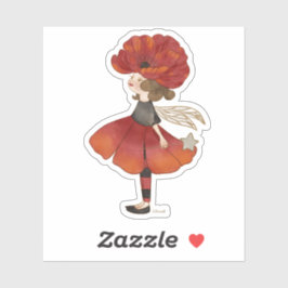 Adesivo Vinheta de Pixie Floral Poppy