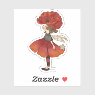 Adesivo Vinheta de Pixie Floral Poppy