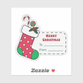 Adesivo Vinheta de presente de Natal com estoque vermelho