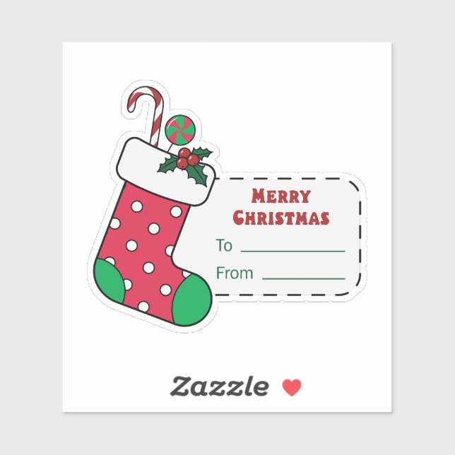 Adesivo Vinheta de presente de Natal com estoque vermelho (Folha)