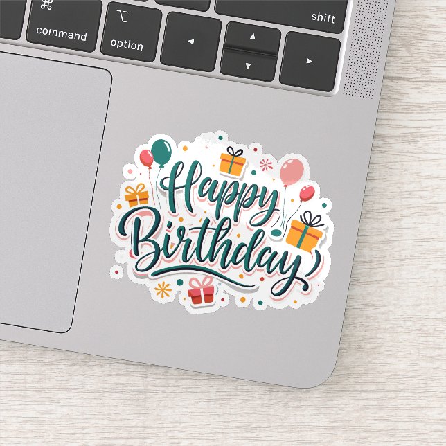 Adesivo Vinheta de presentes de aniversário feliz (Detalhe)