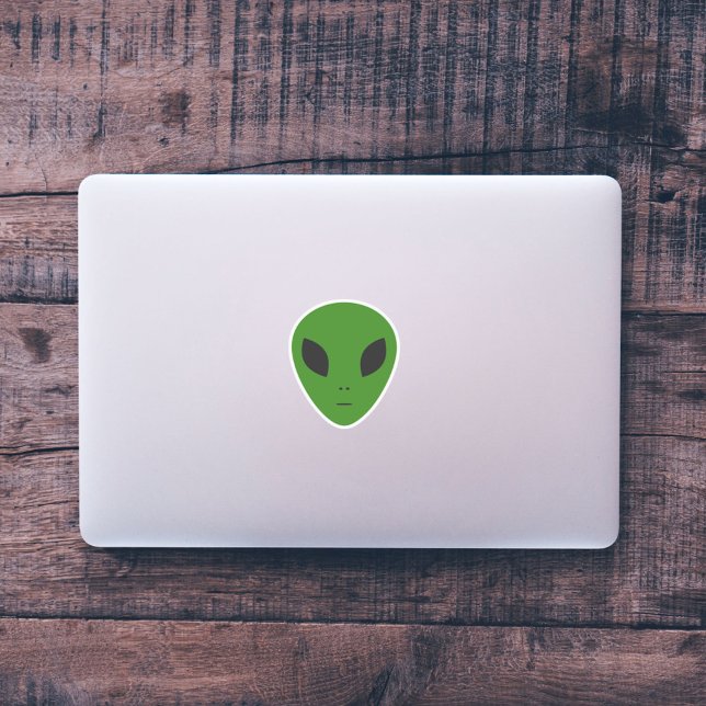 Adesivo Vinheta de recorte personalizado de Alienígena ver (Green Alien Custom-Cut Sticker)