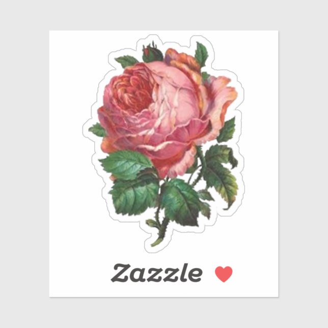 Adesivo Vinheta de Rosa antigo (Folha)