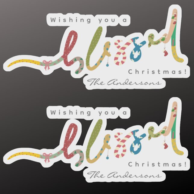 Adesivo Vinheta de saudação de Natal abençoada e pintada (Criador carregado)