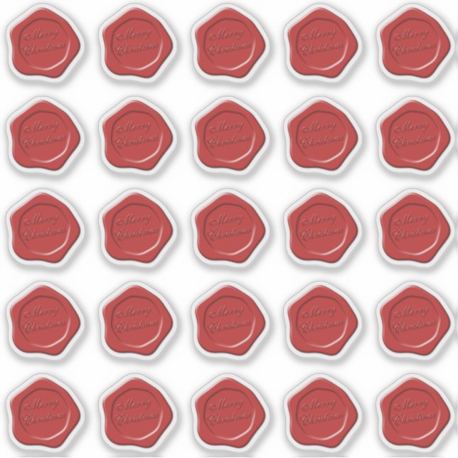 Adesivo Vinheta de selo de cera de Natal feliz (Frente)