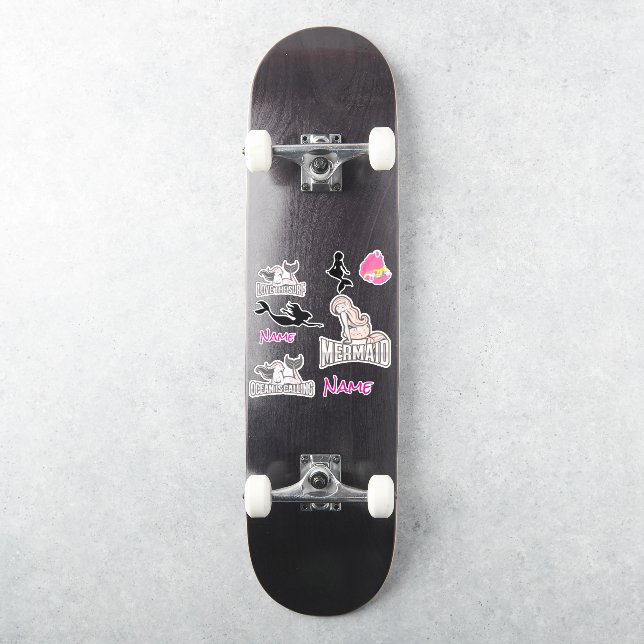 Adesivo Vinheta de Sereia de Aniversário (Skate)