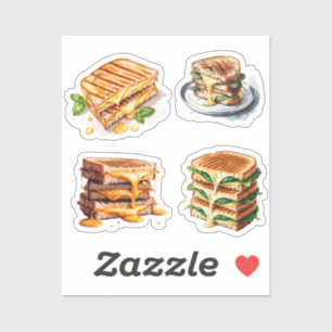 Adesivo Vinheta de Toasties de Queijo com Aquarela