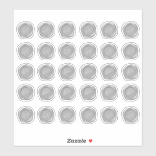 Adesivo Vinheta de vedações de cera de prata monogramada