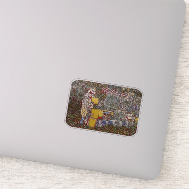 Adesivo Vinheta de vidro colada para apicultura (Detalhe)