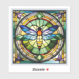 Adesivo Vinheta de vidro manchada de Dragonfly