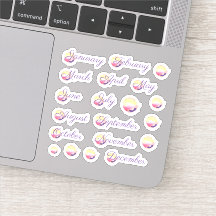 Vinheta de vinil com corte personalizado do mês de