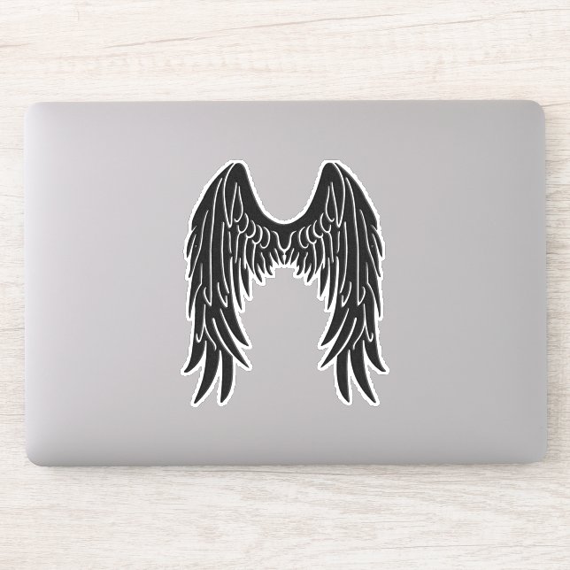 Adesivo Vinheta de Vinil Cutout de Anjo Negro Escuro (Computador)