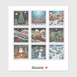 Adesivo Vinheta de vinil das cenas de inverno de Natal