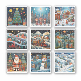 Adesivo Vinheta de vinil das cenas de inverno de Natal