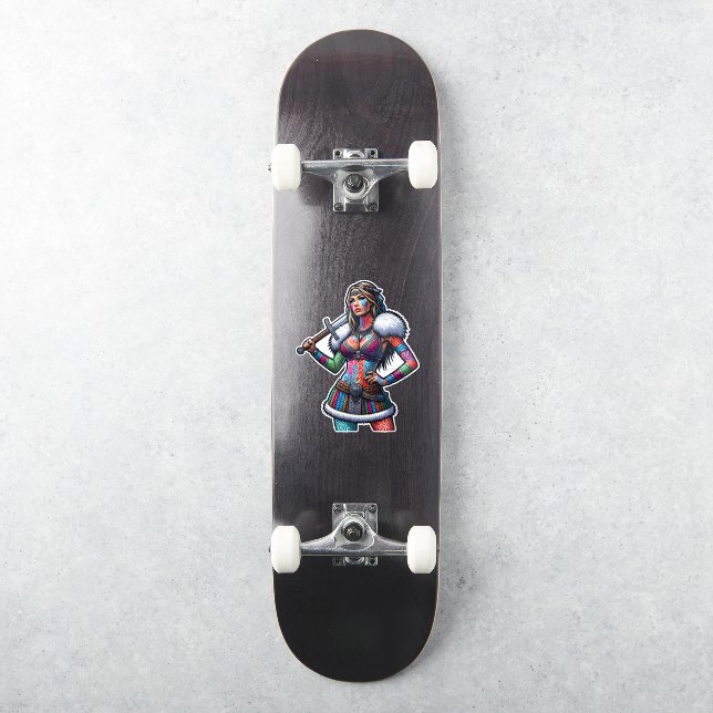 Adesivo Vinheta de Vinil de Corte Personalizado: Mulher Gu (Skate)